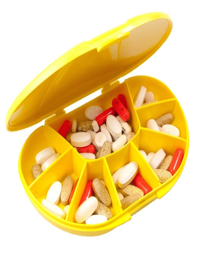 VitaCarry 8-Compartment Travel Vitamin, Medication, and Supplement Pill Box, Holds up to 150 Pills (Yellow) - Image 1